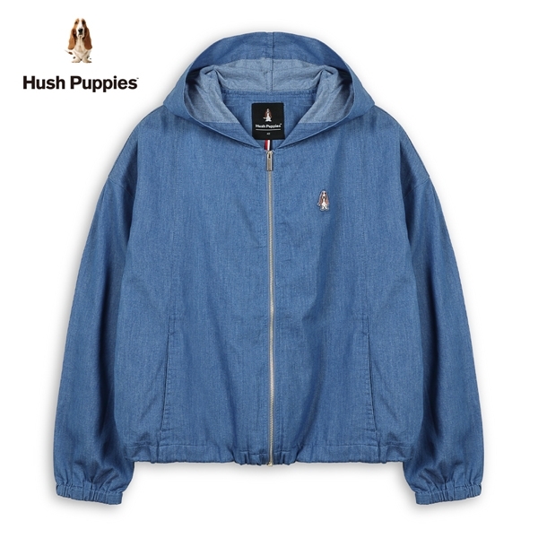 Hush Puppies 外套 女裝刺繡小狗落肩牛仔連帽外套