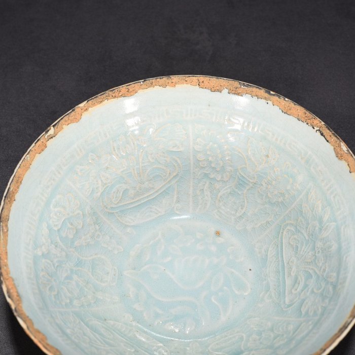 宋湖田窯影青釉博古花卉紋碗6*18厘米600861【真棒古瓷器】青瓷白瓷青白