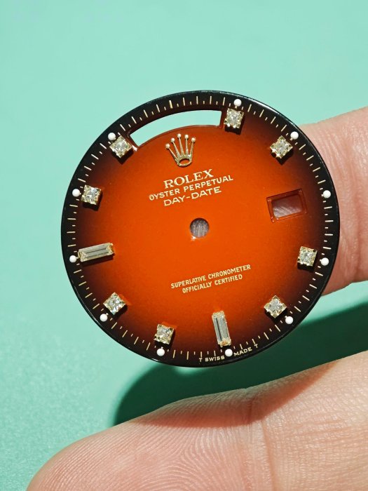 【單售面盤】ROLEX勞力士極罕見原裝漸層紅十鑽點!完美無暇原裝老面! ( 18038 18238 18048 18388...都可用)