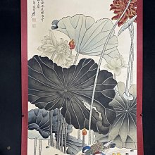 大四尺中堂畫張大千荷花圖純手繪一圖—物裱好尺寸高*寬225cm*75cm 【藏