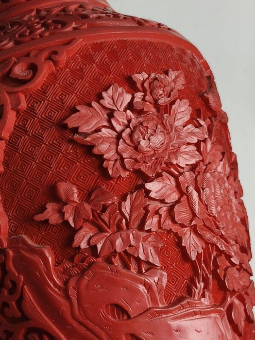 雕漆剔紅漆器剔紅山水純手工銅胎天然大漆花瓶一對-淘寶Taobao | 天貓Tmall