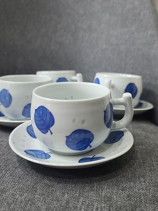 景德鎮70-80年代手工青花玲瓏咖啡茶杯，老物件伴隨窯變，獨特主人杯
