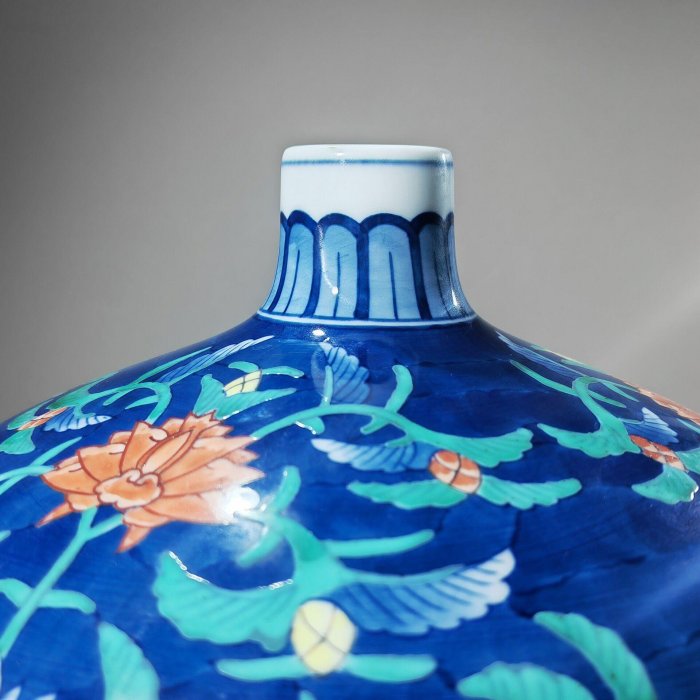 日本有田池田視行花卉花瓶中古美器瓶口直徑3.5 肚徑22 高22cm 原盒原例