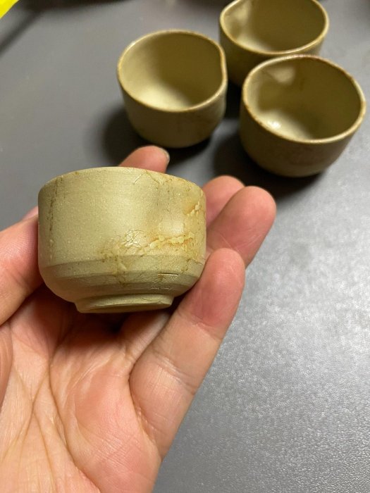 日本回流常滑燒名家煌堂手捏手作白泥藻掛茶杯一口杯酒杯獨特藻掛工藝無