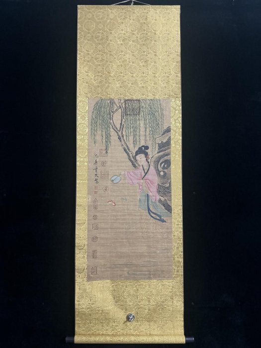 代號TZ373《仇英仕女》三尺中堂手繪作品：10畫心材質：宣紙裝裱尺寸