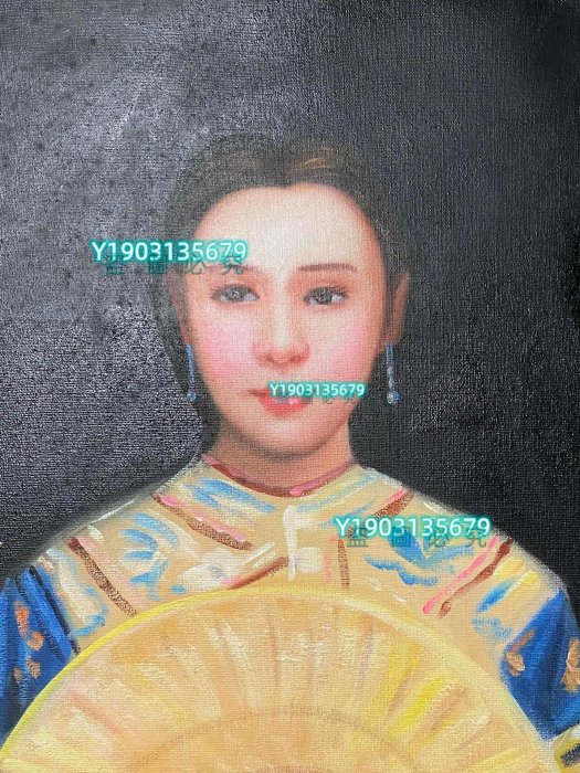 純手描き 油画 人物画 陳逸飛 作品図 中国絵画 約104×74cm 未表装 純
