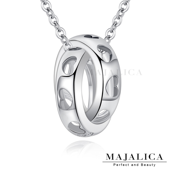 925純銀項鍊 Majalica 甜蜜永恆 愛心 雙環造型 聖誕禮物