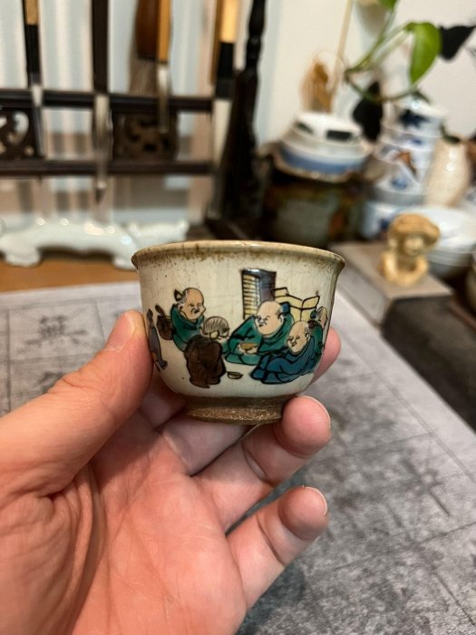 嚴選日本回流明治大正時期古九谷茶杯，精品老九谷彩繪茶道具。 古九谷
