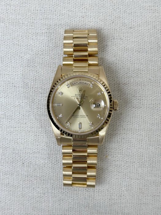 《和鑫名錶珠寶》ROLEX 勞力士 18238  DAY-DATE  原裝金色十鑽面盤  經典男錶
