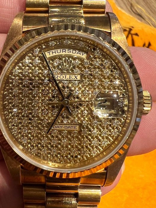 鋼鐵錶棧 勞力士ROLEX18238 雕花鏤空滿天星 極其罕見 猶如稀世珍寶（盒單齊全）(一手錶）