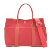 HERMES 愛馬仕 橘紅色 Toile Militaire帆布 Garden Party Pocket PM 兩用包 托特包 X刻 【 BRAND OFF】
