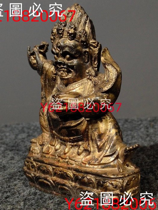 舊藏西藏收老純銅泥金佛像【大黑天財神】造型獨特財進寶品相完好高12.5