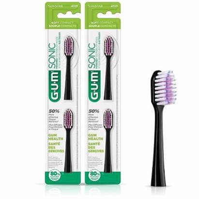 [5美國直購] Sunstar GUM 4110 替換牙刷頭 4入 黑 適用於 4100 音波 電動牙刷