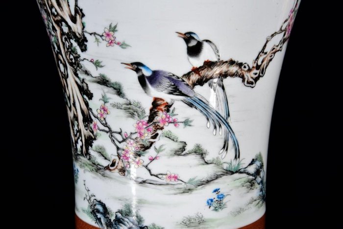 清雍正年粉彩描金花鳥紋梅瓶31*17m3500 古玩收藏老物件【古雅庭軒