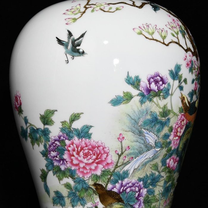 可議價清雍正粉彩花鳥紋梅瓶，高38.5cm直徑23.5cm，編號3553037青瓷