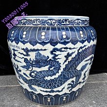 明・宣德年製款・古陶磁器・青花龍紋缸』極細工・骨董品・古