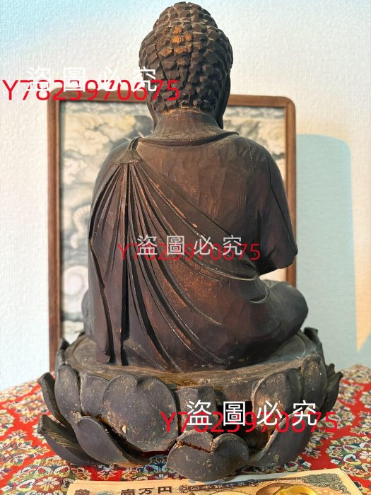 18［時代物］阿弥陀如来 全高23cm 7寸 木彫 玉眼 仏教美術
