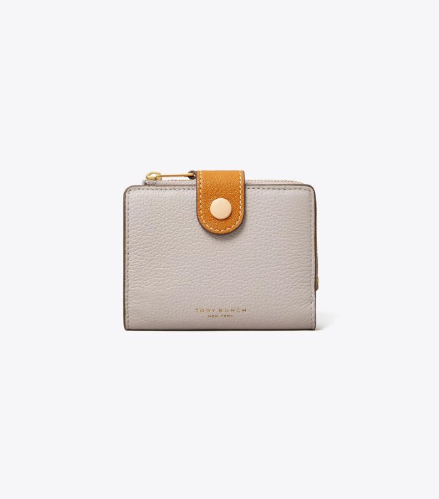 【TORY BURCH】專櫃經典款 防刮超軟皮革對折釦式短夾 手拿包 零錢包