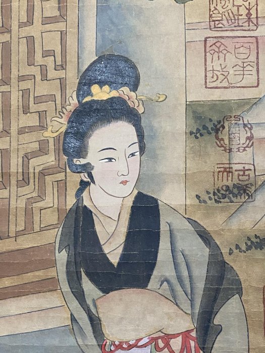 編號：14656 畫家：仇英仕女畫三尺中堂畫純手繪畫畫工精細。1 加材質