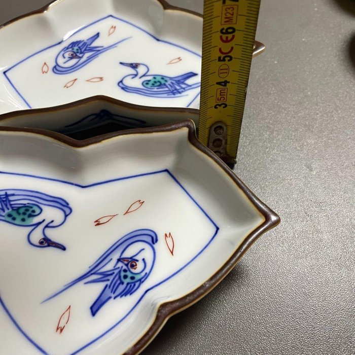 日本回流辻常陸皿帝室御用十四代辻長陸作鴛鴦戲水手簽款暗刻款昭和有田
