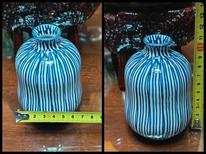 回流青花條紋德利酒壺手工手繪作者款中古日本清酒壺復古陶瓷酒器瓷質