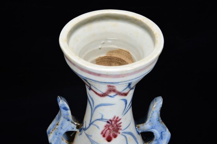 宋青花釉里紅人物紋雙耳玉壺光35*19m, 舊藏古董古玩【聚福閣】-402