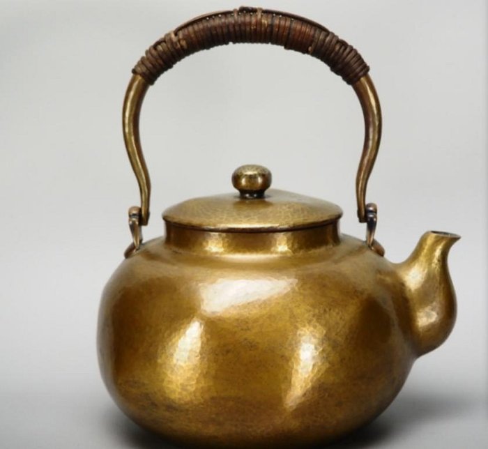 時代煎茶道具 玉川堂 五代 玉川覚平 口打出 鎚起銅器 湯沸 古美術 骨董品 五代玉川堂『玉川覚平』作口打出湯沸☆共箱乙讓出| Yahoo拍賣