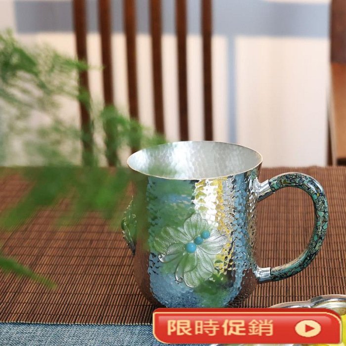 銀杯純手工一張打純銀馬克杯花絲鑲嵌寶石馬克杯大漆純銀999水杯| Yahoo拍賣