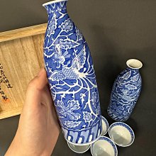 日回流宮廷御用瓷器十四代辻常陸染付外濃鳳凰唐草文.具成套.壺杯具狀態