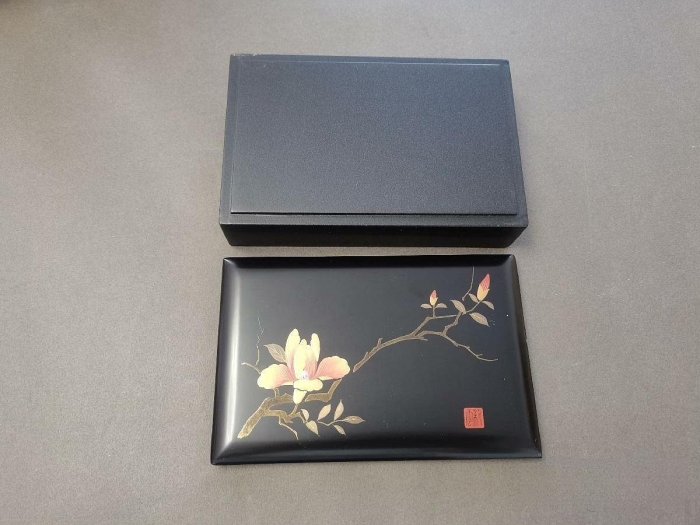 堆朱 花文様 硯箱 文箱 彫漆 文房具箱 漆器 幅29.5cm 【公式通販】