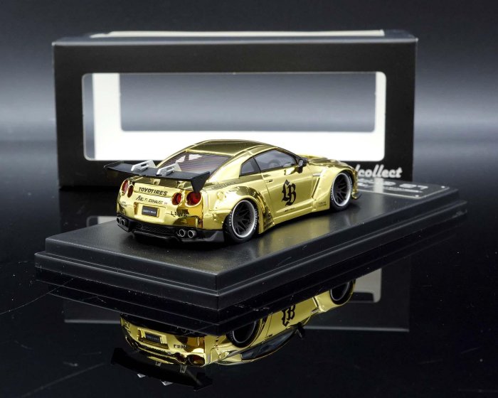 Model Collect 1/64 日産 GTR R35 LBWK 金色 Mymodelcollect 1:64 LBWK Nissan GTR R35 Chrome Gold
