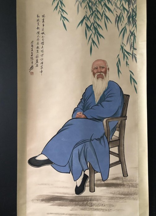 L114【張大千】人物四尺純手繪作品物一圖裱好尺寸*90cm畫芯尺寸136