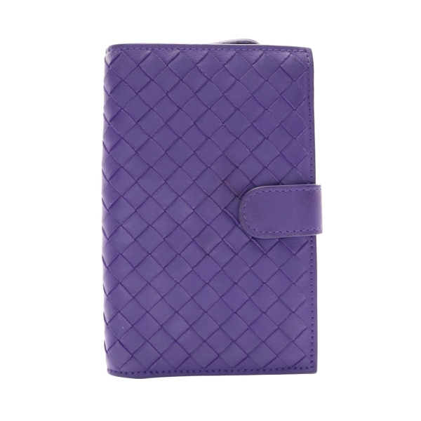 BOTTEGA VENETA BV 寶緹嘉 紫色 編織羊皮 扣式中夾 【二手名牌BRAND OFF】