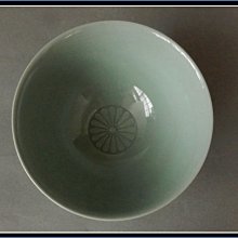 勇福堂》】日本茶道具－三代諏訪蘇山造【青瓷嵯峨御所茶碗（內菊