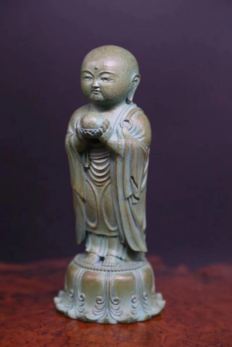 嚴選昭和時代青銅製童子地藏王菩薩古董銅像，日本東密佛教藝術珍品國際