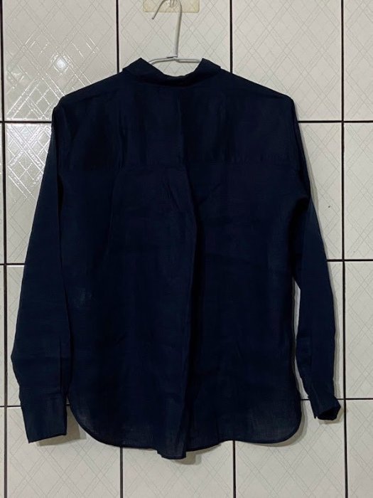 全新  uniqlo 特級亞麻 襯衫 長袖 藍色 M號