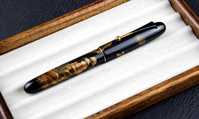 全新namiki 樓閣山水鋼筆蒔繪盒證齊全，未使用＊絕版品＊20號尺寸＊18k