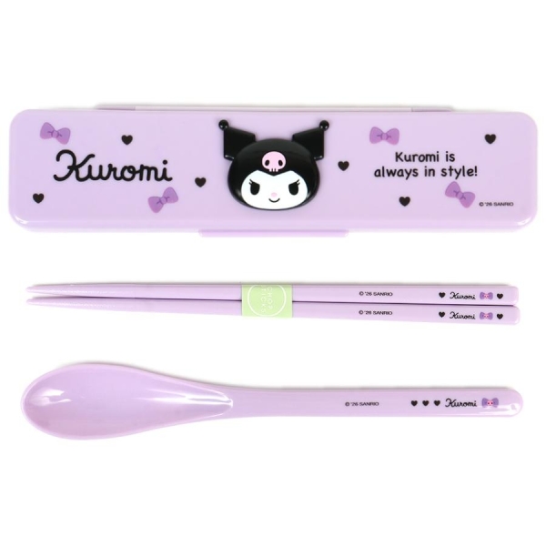 【震撼精品百貨】酷洛米 Kuromi~日本SANRIO三麗鷗 酷洛米盒裝兩件式餐具組-大臉款*64652