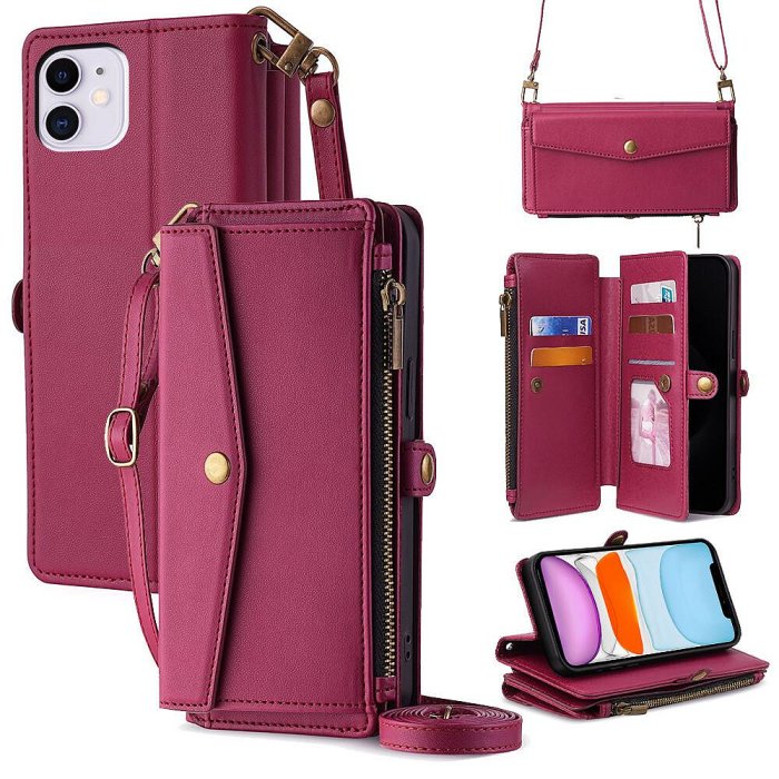 【數碼配件館】Reno 13F 錢包皮套適用於 OPPO Reno 13 Pro 5G 翻蓋帶 2 個肩帶多功能錢包套卡槽