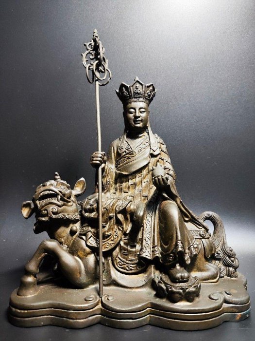 早期純銅大型神尊-獬豸地藏王#06（古董/收藏/銅爐/香爐/銅器/擺飾/珍藏