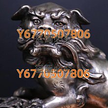 日本古美術作品鑄銅制《牡丹花球獅子置物唐獅置物》 日本古董銅獅子