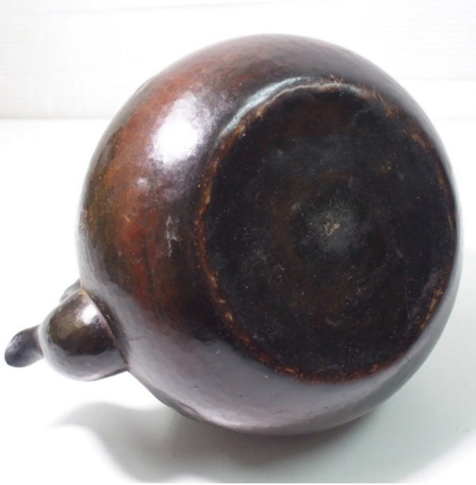 玉川堂 鳳凰文 草花文 銅瓶 重量約1146g 銅製茶道具 鎚起銅器(