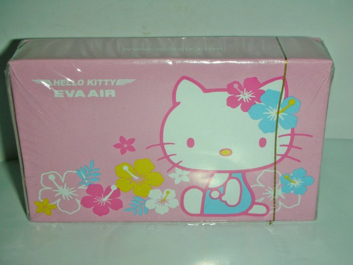 aaS1皮1商旋.(企業寶寶公仔娃娃)全新未拆封EVA AIR長榮航空Hello Kitty凱蒂貓粉紅色撲克牌!
