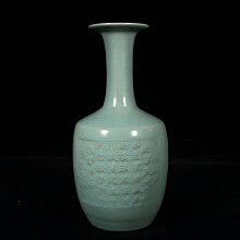宋汝窯宋徽宗御用款銘文紙槌瓶，高29直徑13cm，200384 瓷器官窯汝窯