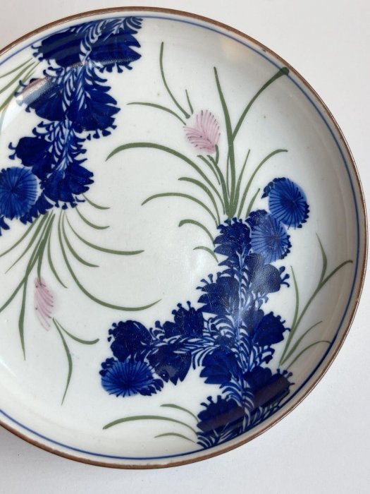 嚴選日本大正年間瀨戶青花手工壺承點心盤，角富工坊珍藏品尺寸：高2.2