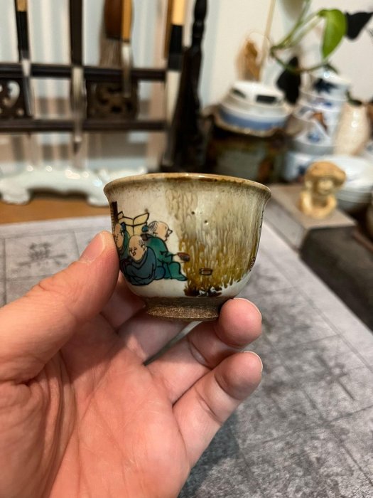 嚴選日本回流明治大正時期古九谷茶杯，精品老九谷彩繪茶道具。 古九谷