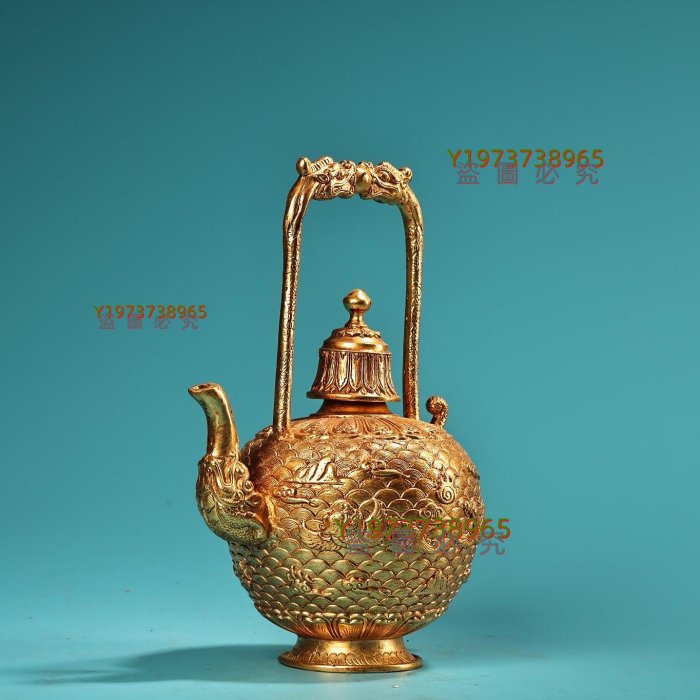 中国古美術・旧蔵鎏金牛頭酒壺・純銅細密彫・純手作り・高浮彫・置物・装酒器・文房具 純銅全銅高浮雕工藝鎏金酒壺工藝精湛器型款式精美重750克高18.5厘