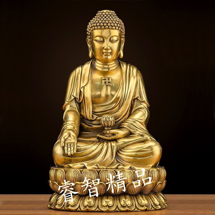 睿智精品】南無阿彌陀佛銅佛像三寶佛阿彌陀佛銅製法像莊嚴（GA