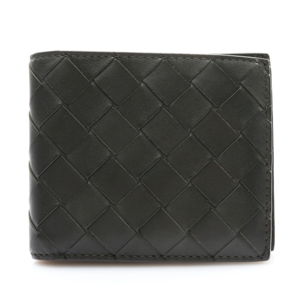 BOTTEGA VENETA BV 寶緹嘉 二折短夾 綠色 編織羊皮 605721 【二手名牌BRAND OFF】