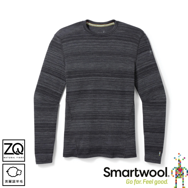 【SmartWool 美國 男Thermal美麗諾羊毛圓領長袖《層次黑》】SW016350/登山/內層衣/保暖長袖/內搭